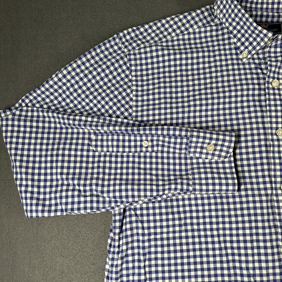 Vineyard Vines Shirt Mens Large Blue White Gingham Classic Fit Tucker Nylon - Picture 2 of 14